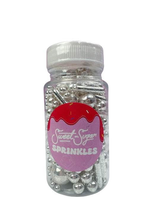 Perla cromada plateada comestible